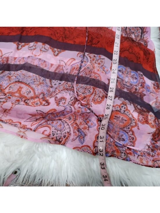 Charlie Jade Silk Womens Paisley Print Boho Tunic Dress M Pink & Red - Picture 8 of 10